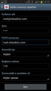 android mail kurulumu